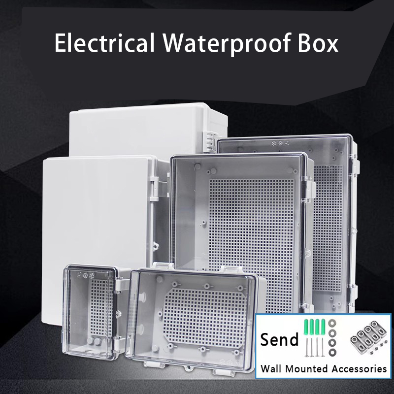Outdoor Powerwall - IP66 Waterproof Junction Box Gray/Transparent Electrical