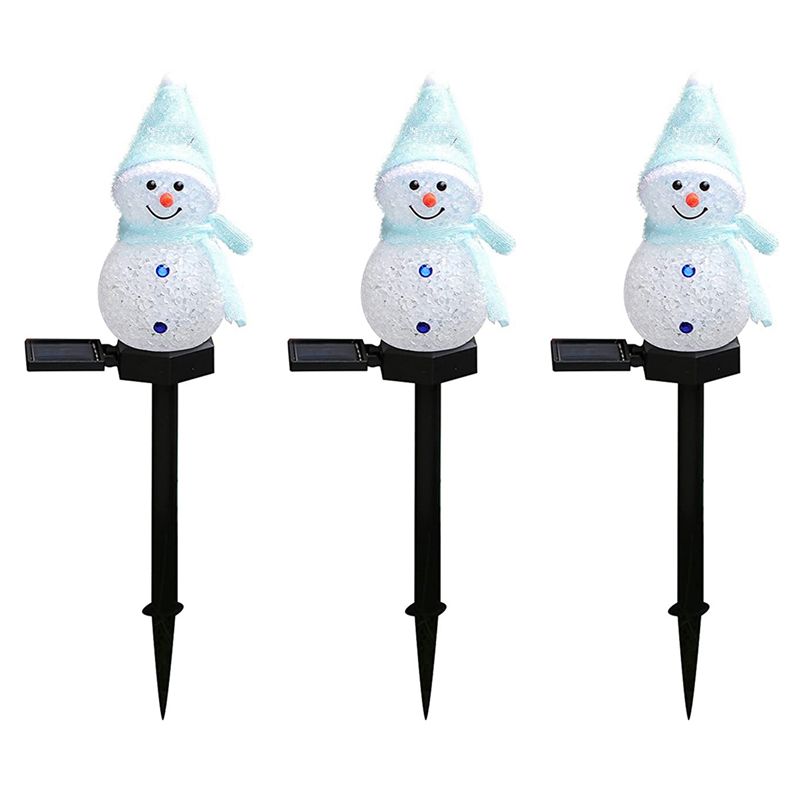 Outdoor Solar Power Xmas Lights - ABGG-3X Snowman Solar Lights Christmas Solar