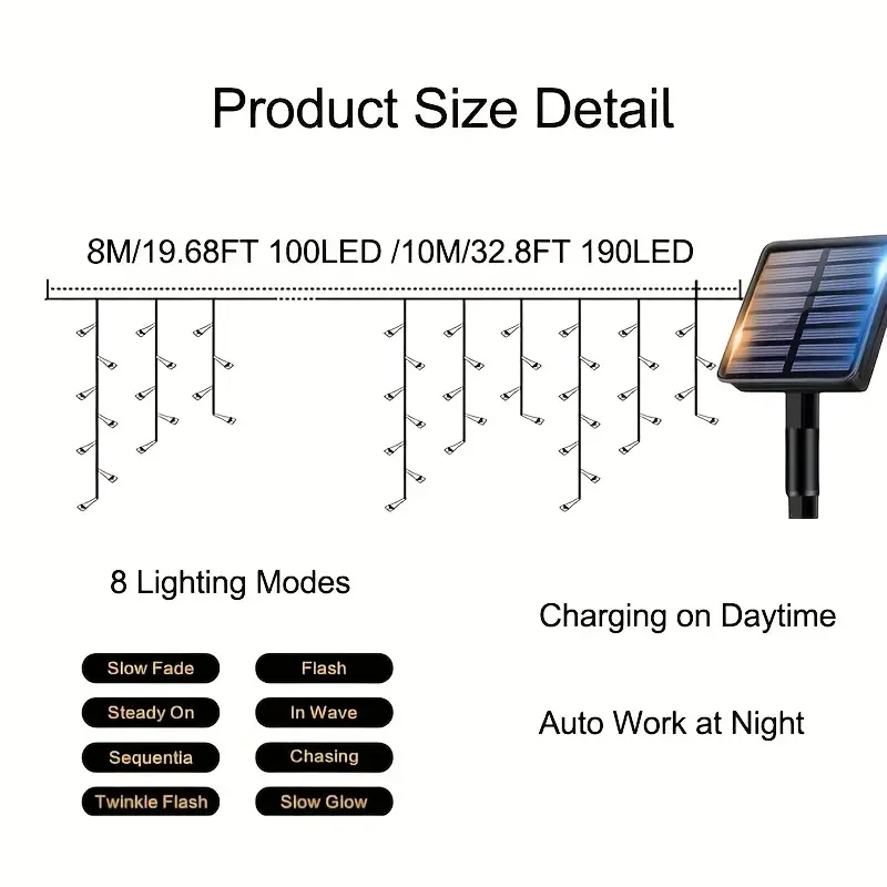 Solar Icicle Lights Outdoor Fa - огляд і ціна Outdoor Solar Power Xmas Lights