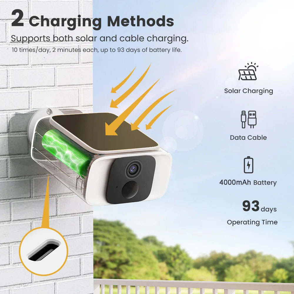 2K Solar Security Camera Wirel - огляд і ціна Panel Power Outdoor