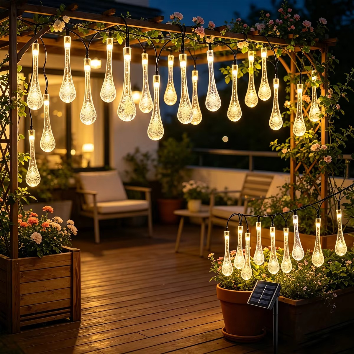 Water Drop Solar Powered LED G - огляд і ціна Outdoor Solar Power Xmas Lights