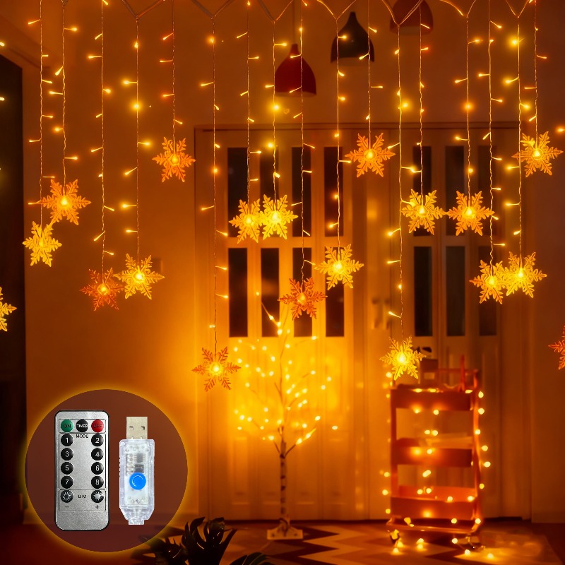 USB Powered Snowflake Curtain  - огляд і ціна Outdoor Solar Power Xmas Lights